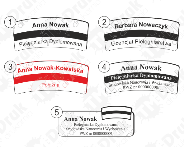 Wzory identyfikatorów dla pielęgniarek